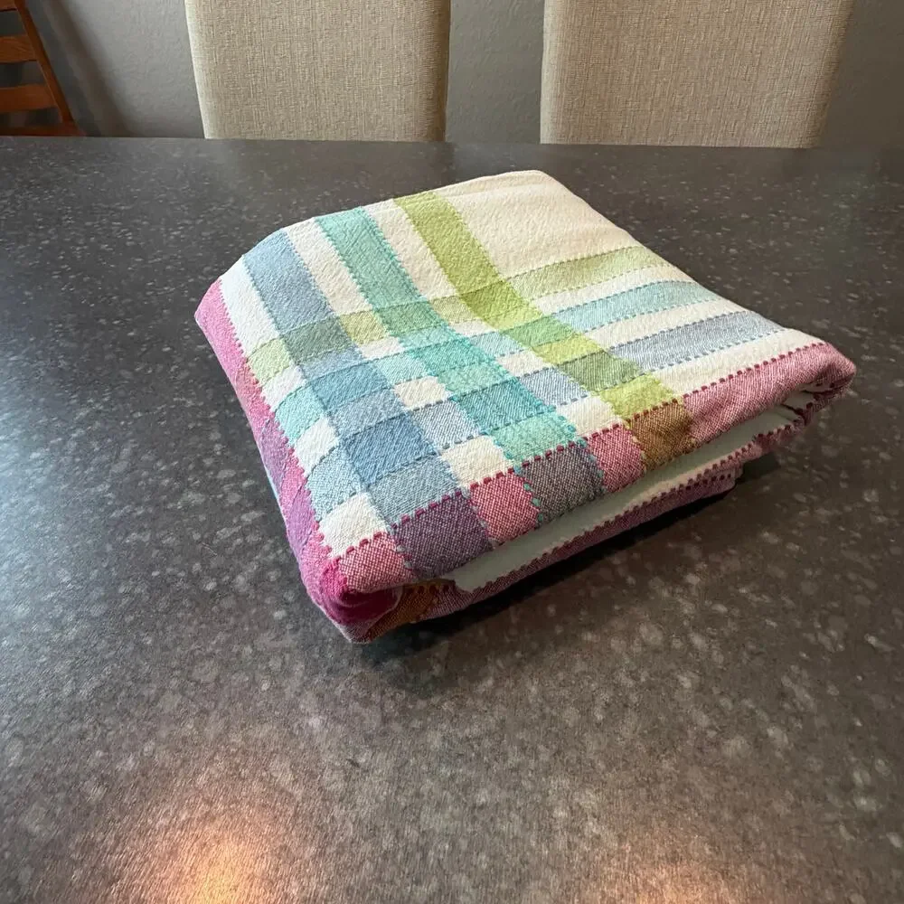 Casual Park Manor Pastel Plaid Striped Cotton Tablecloth Spring Summer Linens